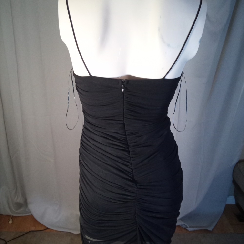 Fiesta Black Asymmetrical Ruched Cocktail Dress - Picture 3 of 3
